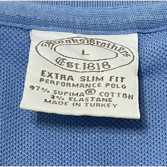 Brooks Brothers Shirt‎ Mens Large Blue Performance Polo XSlim Fit Short Sleeve - Picture 2 of 5